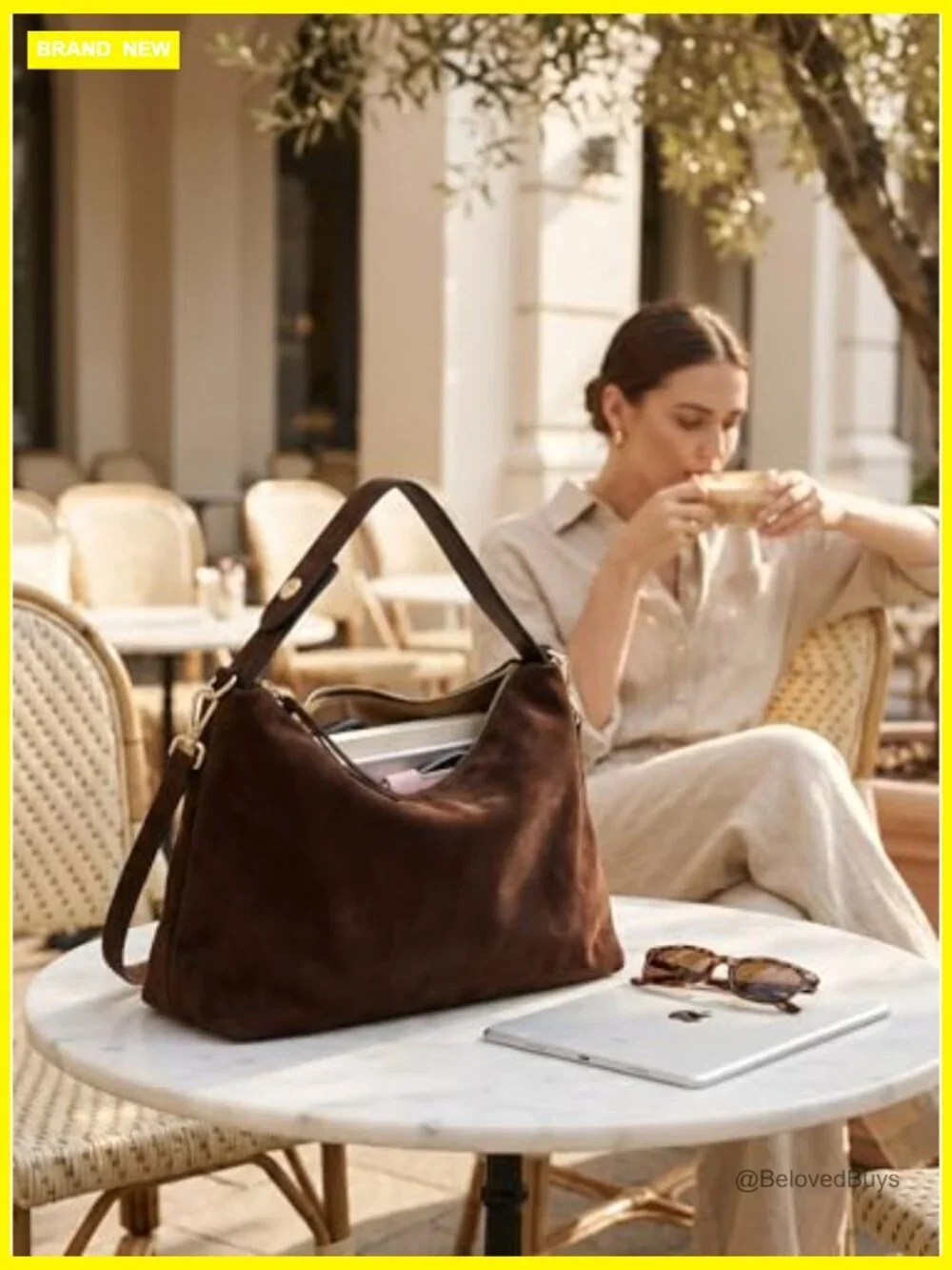 Genuine Suede Leather Hobo Bag - Tote Crossbody Shoulder Purse